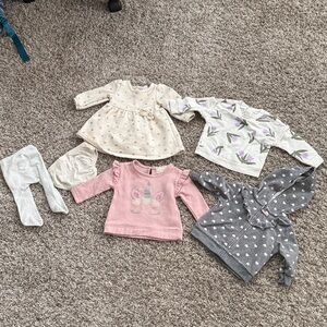 Baby Clothing Set with Unicorn and Floral Designs